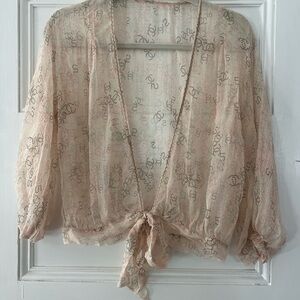 Chanel Spring 2006 Sheer tie front blouse CC No.5